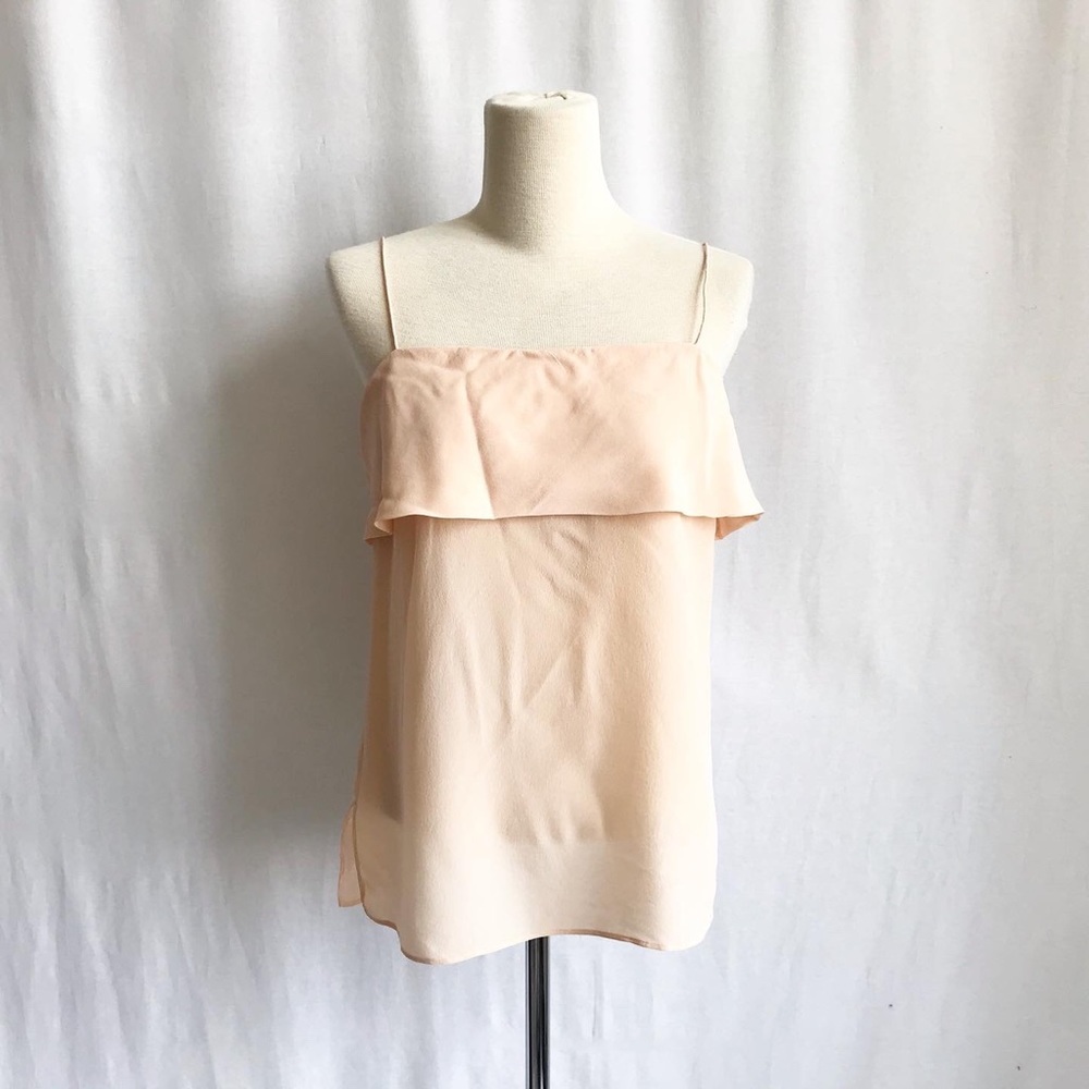 Club Monaco peachy silk ruffle tank size S
